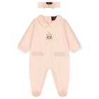 Baby Girls Peach Teddy Bear Logo Babygrow Gift Set, 1, hi-res