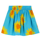 Girls Blue Floral Skirt, 1, hi-res