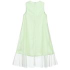 Girls Green Satin & Tulle Sparkle Dress, 1, hi-res