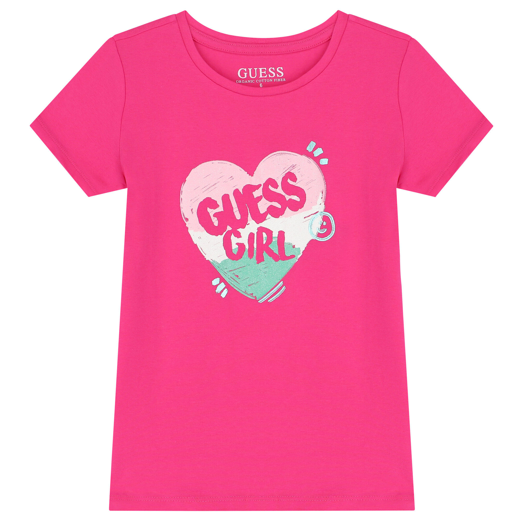 Guess Girls Pink Heart Logo T Shirt Junior Couture UAE