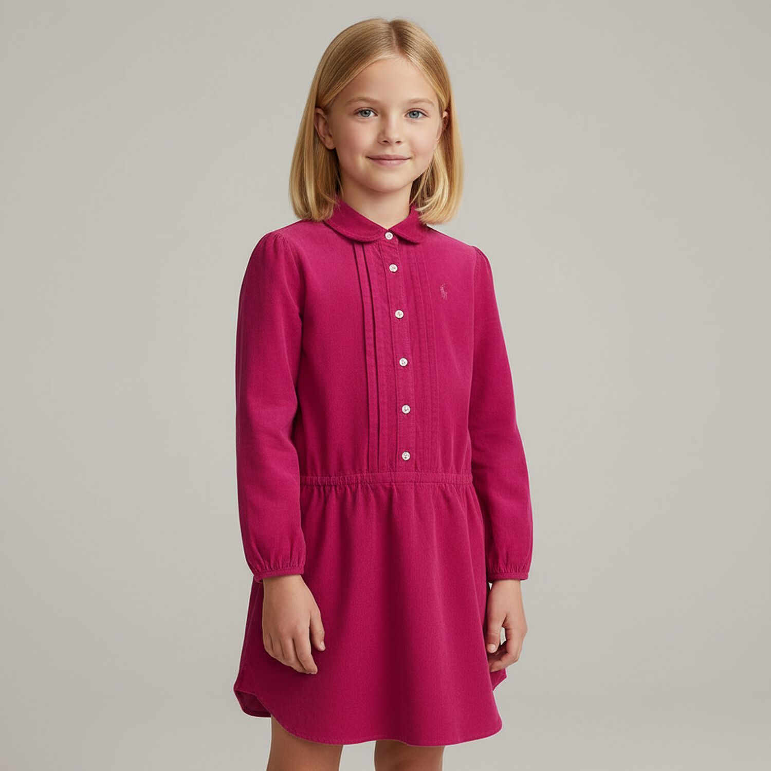 Girls Pink Logo Needlecord Dress, 1, hi-res