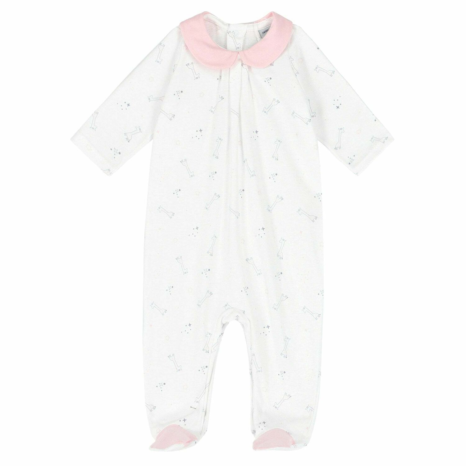 Baby Girls White & Pink Babygrow, 1, hi-res image number null