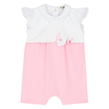 Baby Girls White & Pink Love Romper