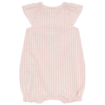 Baby Girls Pink Logo Gingham Romper