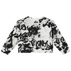 White & Black Graffiti Logo Sweatshirt, 1, hi-res