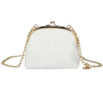 Girls White Embellished Sequin Bag