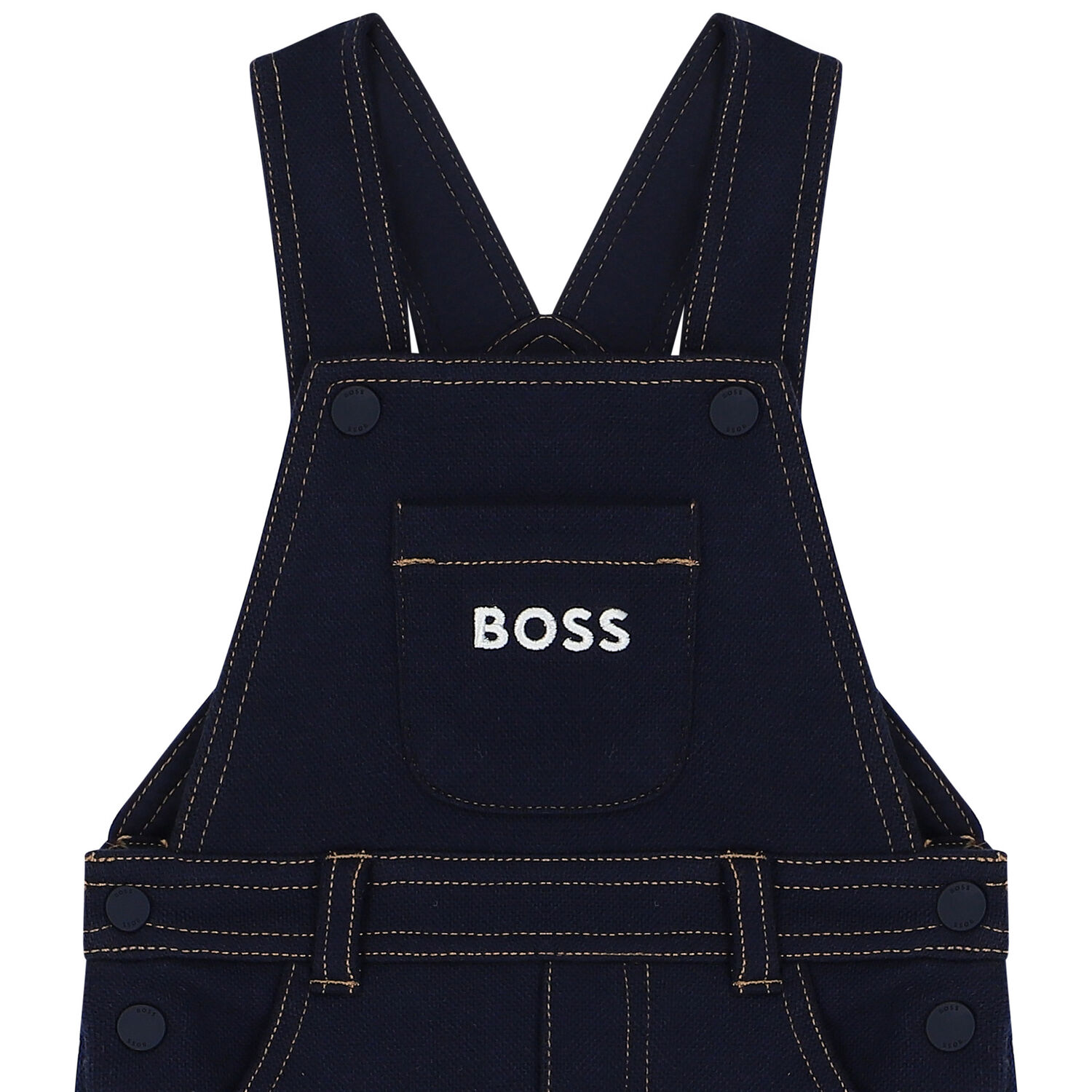 Baby Boys Navy Blue Logo Dungaree, , hi-res