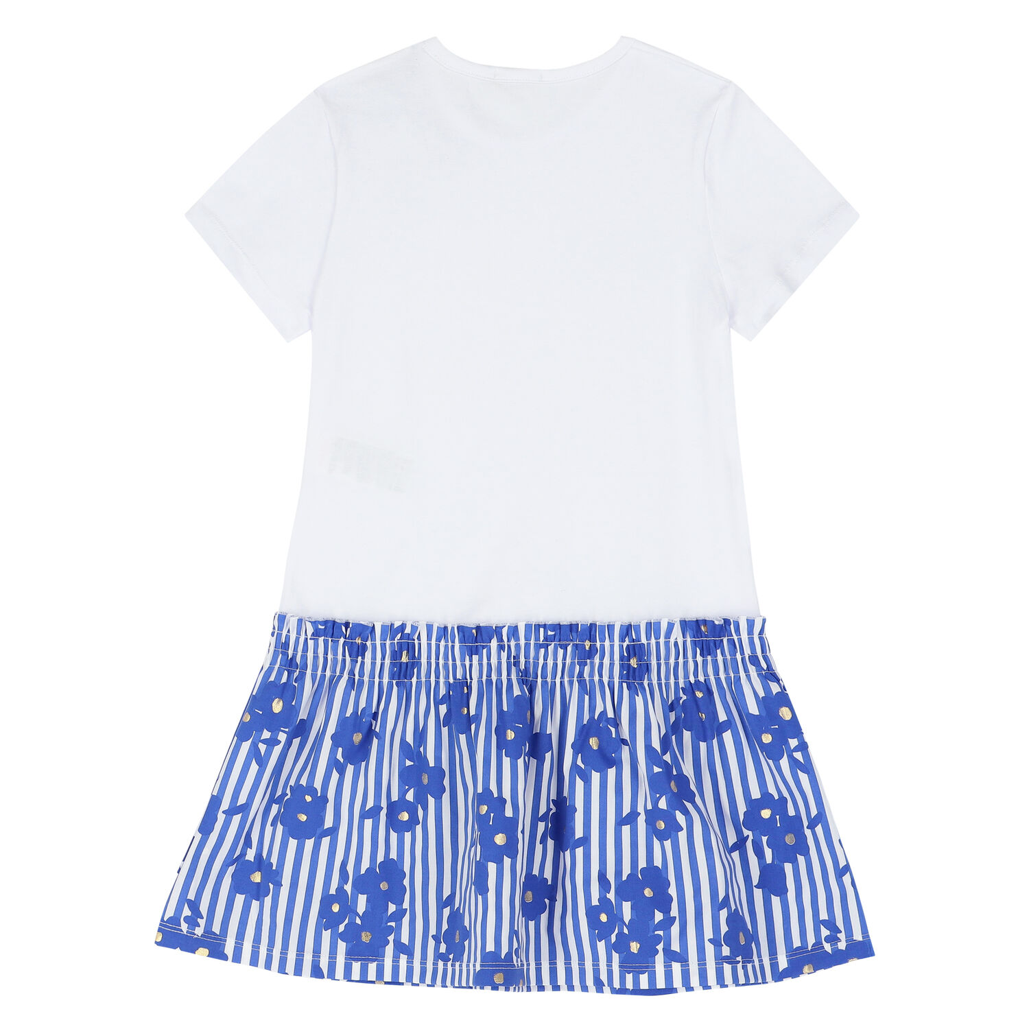 Girls White & Blue Bow Dress, 1, hi-res