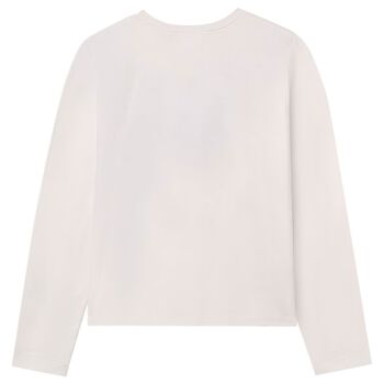 Girls Ivory Embroidered Long Sleeve Top