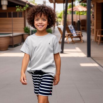 Boys Navy Blue & White Shorts