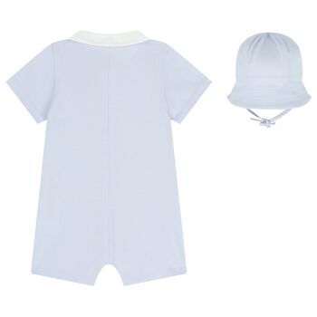Baby Boys Blue Logo Romper Set