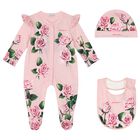 Baby Girls Pink Rose Babygrow Gift Set, 1, hi-res