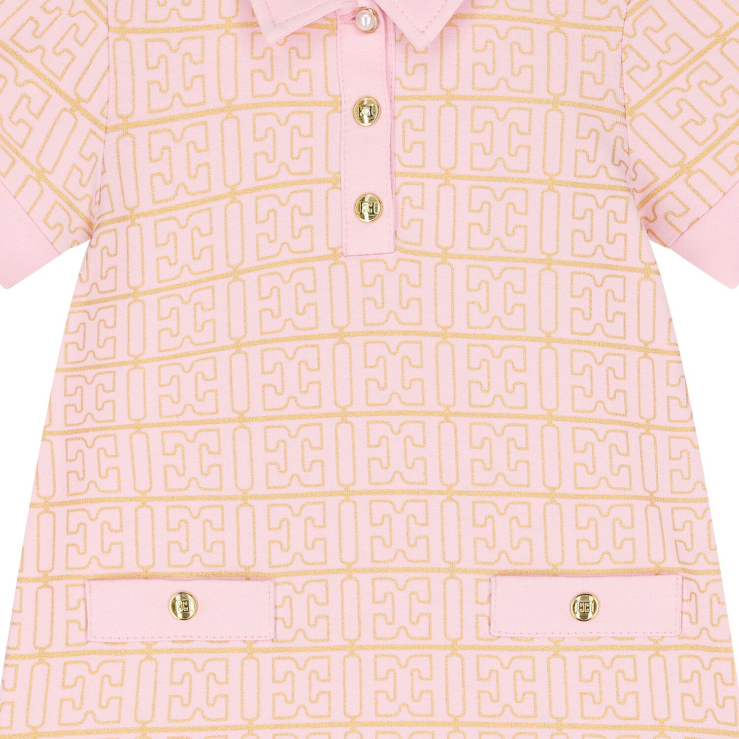 Younger Girls Pink & Gold Polo Dress, 2, hi-res
