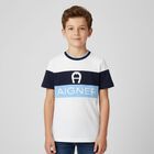 Boys White, Navy & Light Blue Logo T-Shirt, 3, hi-res