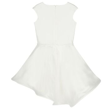 Girls White Floral Applique Dress