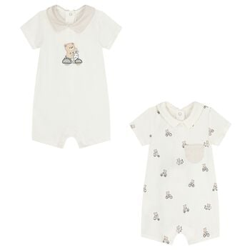 رومبير للأولاد الرضع باللون الابيض  ( 2 قطعه )