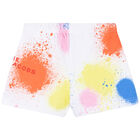 Girls White Logo Shorts, 1, hi-res