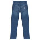 بنطلون جينز بنات  بالشعار باللون الأزرق, 1, hi-res