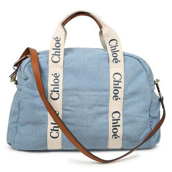 Baby Girls Denim Blue Logo Changing Bag