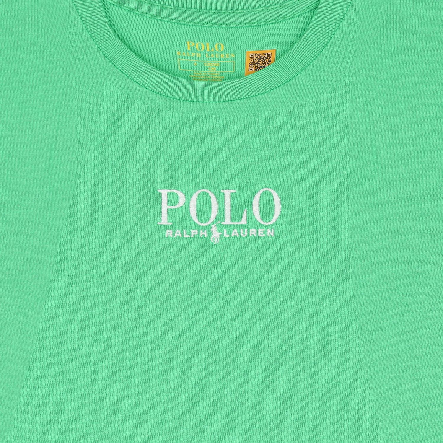 Boys Green Cotton Polo Logo T-Shirt, 1, hi-res
