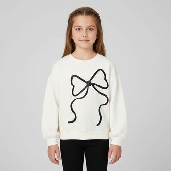 Girls Ivory & Black Bow Leggings Set