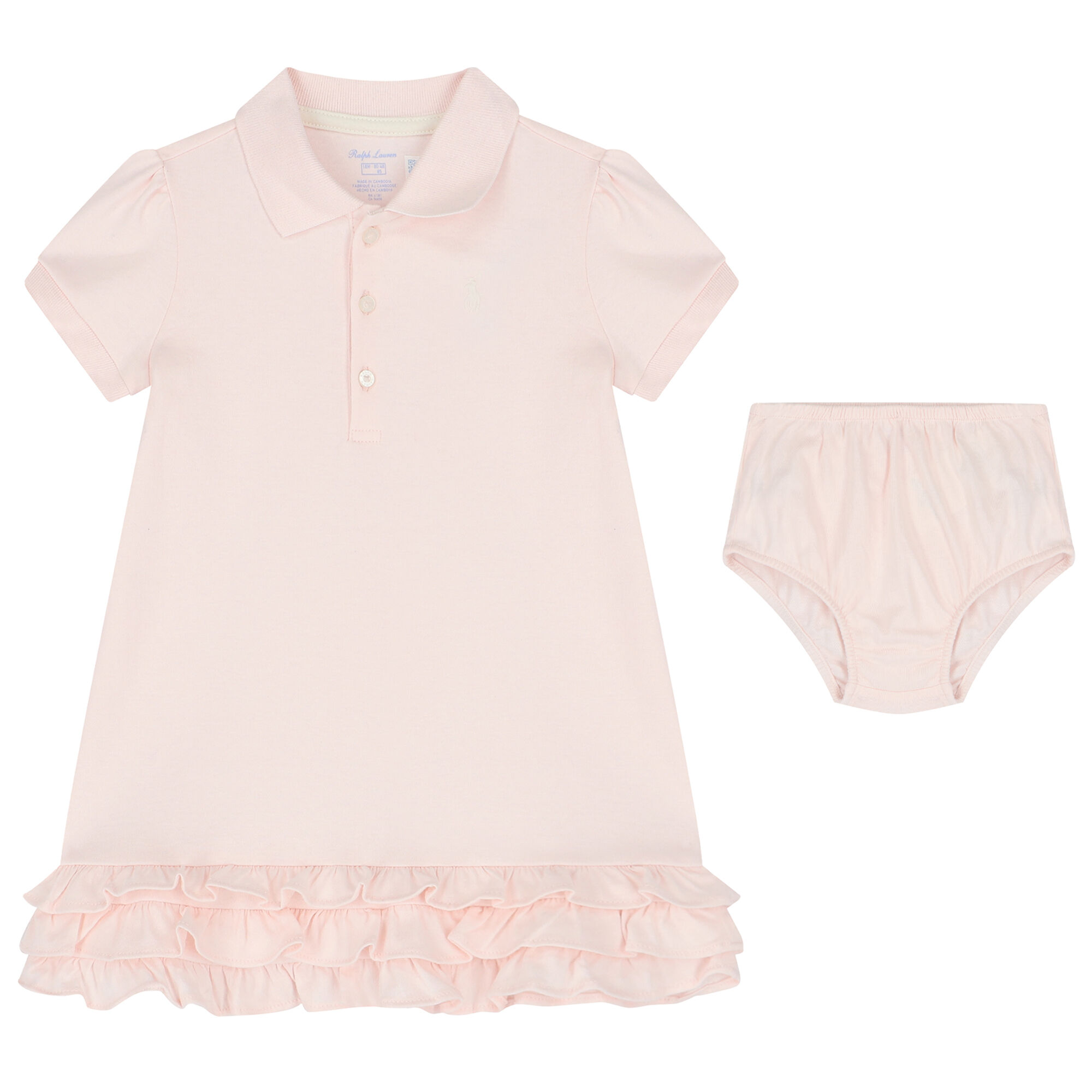 Ralph Lauren Baby Girls Pink Polo Dress Set Junior Couture UAE