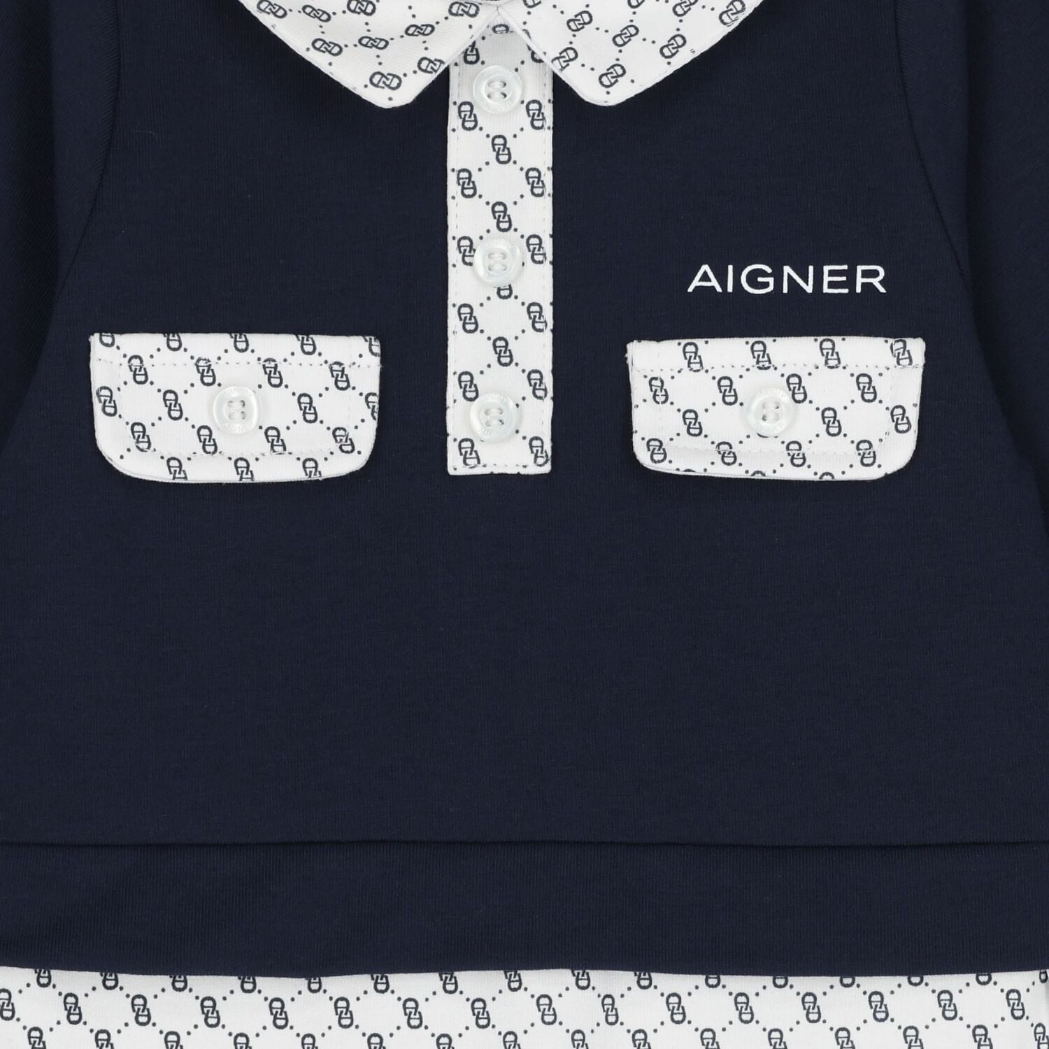 Baby Boys Navy Blue & White Logo Babygrow, 2, hi-res