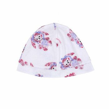 Baby Girls White Printed Hat