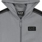 Boys Grey & Black Logo Hooded Zip Up Top , 2, hi-res