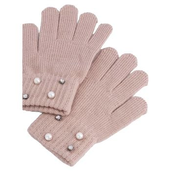 Girls Pink Embellished Knitted Gloves