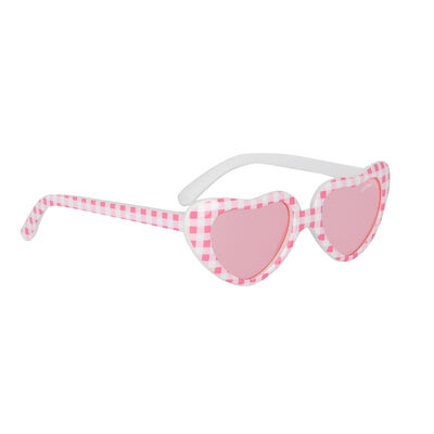 Girls White & Pink Gingham Sunglasses