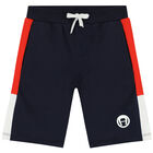 Younger Boys Navy Blue Logo Shorts, 1, hi-res