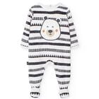 Ivory Teddy Bear Velour Babygrow, 1, hi-res