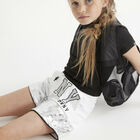 Girls White & Silver Sequin Shorts, 1, hi-res
