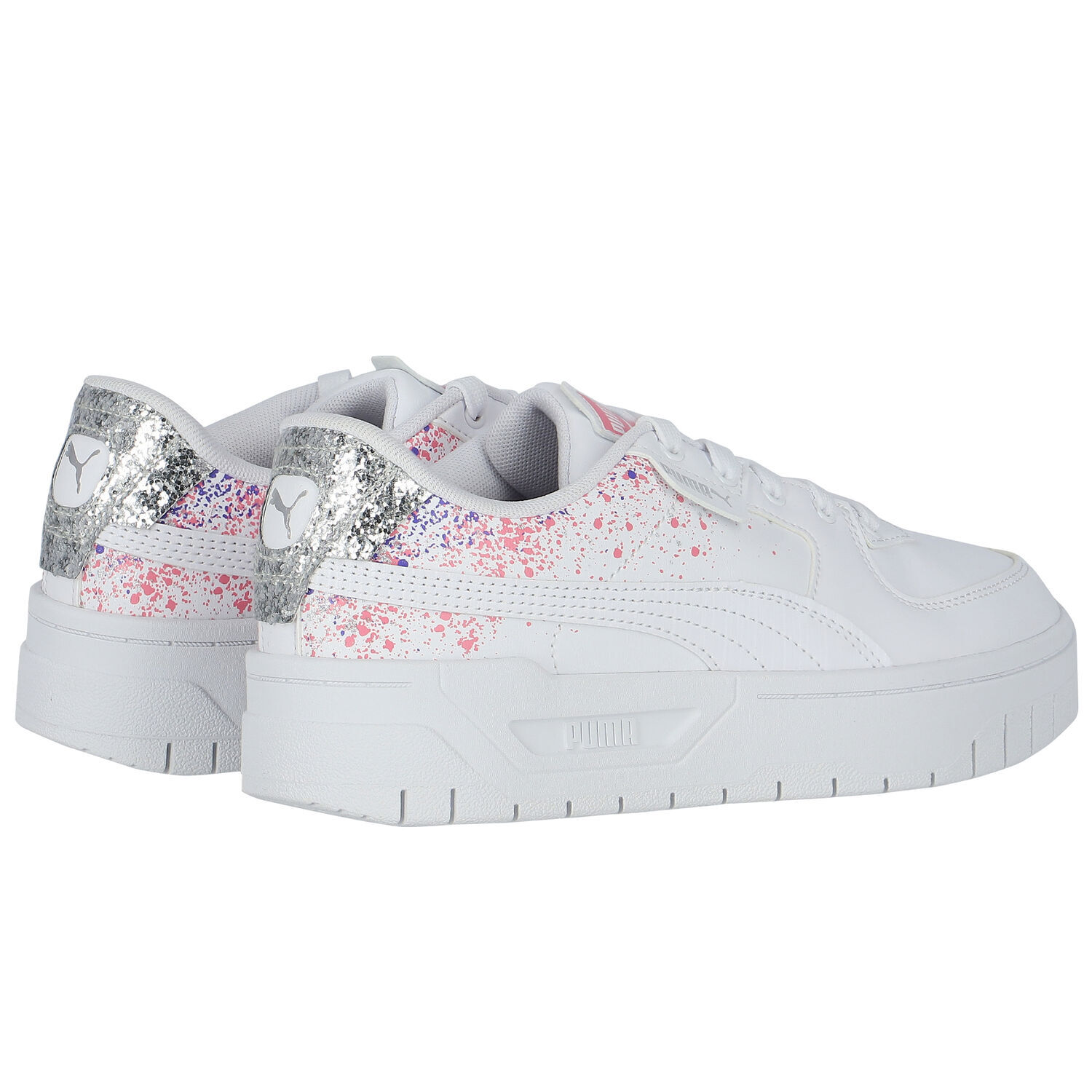 Girls White Cali Trainers, 1, hi-res image number null