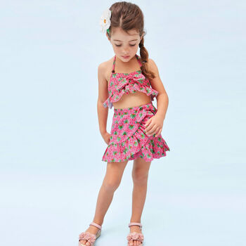 Girls Pink Palm Tree Skirt