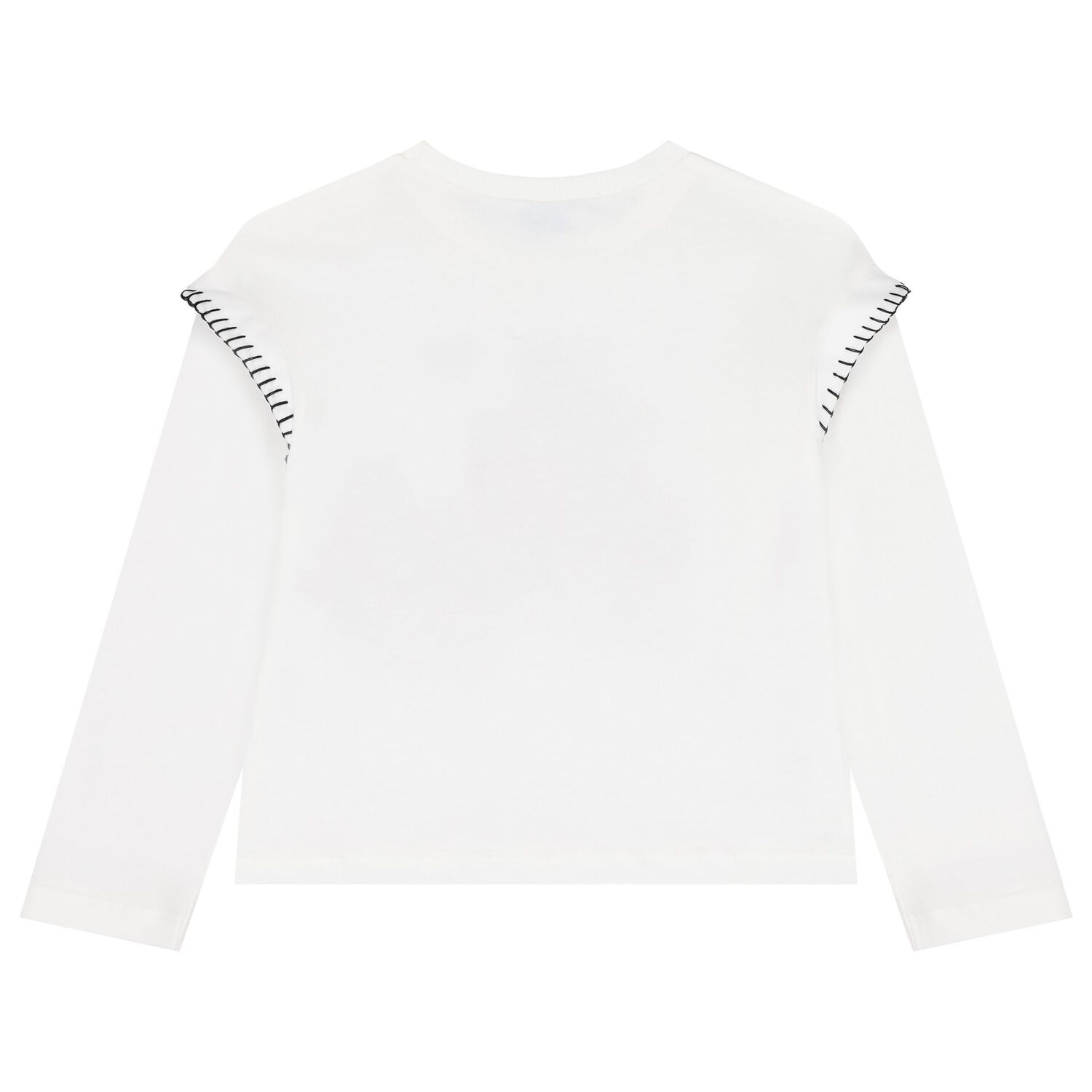 Girls White Teddy Bear Long Sleeve Top, 2, hi-res