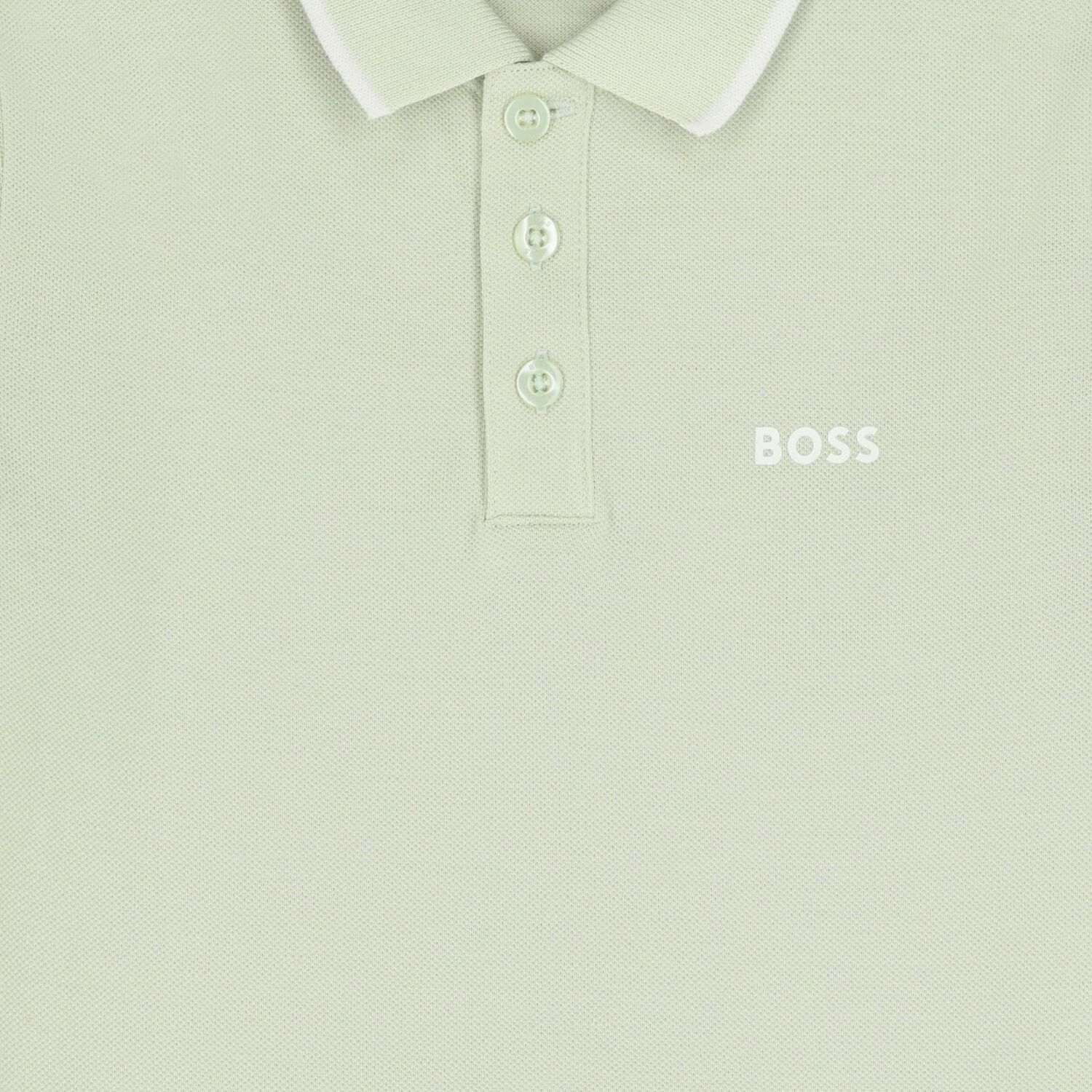 Boys Mini Me Green Logo Polo Shirt, 5, hi-res