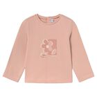 Younger Girls Pink Flower Long Sleeve Top, 1, hi-res