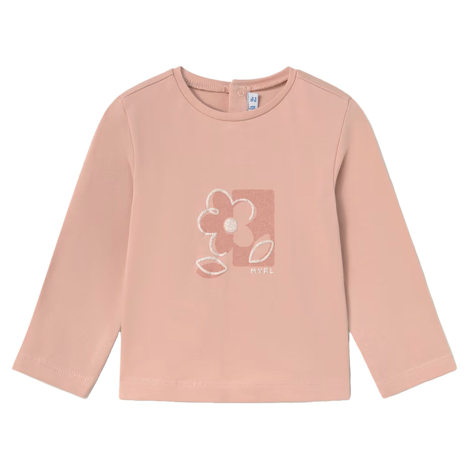 Younger Girls Pink Flower Long Sleeve Top, 1, hi-res
