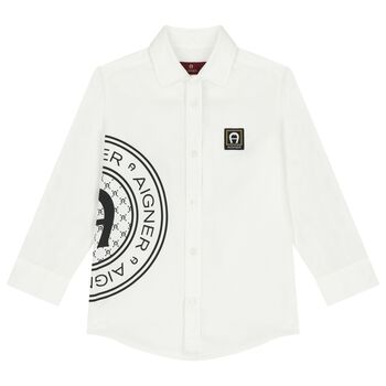 Boys White Logo Shirt