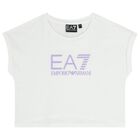 طقم شورت أبيض وبنفسجي بشعار للبنات, 2, hi-res