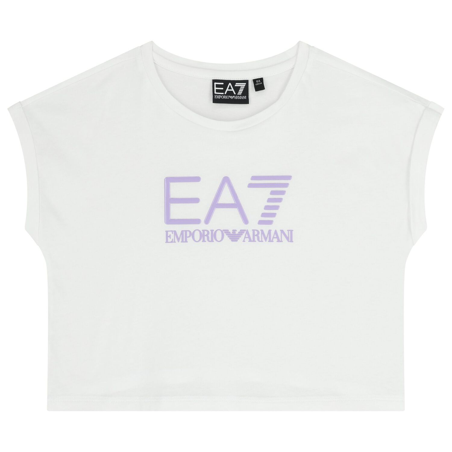 طقم شورت أبيض وبنفسجي بشعار للبنات, 2, hi-res