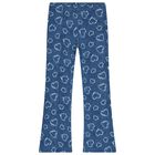 Girls White & Denim Blue Heart Leggings Set, 1, hi-res