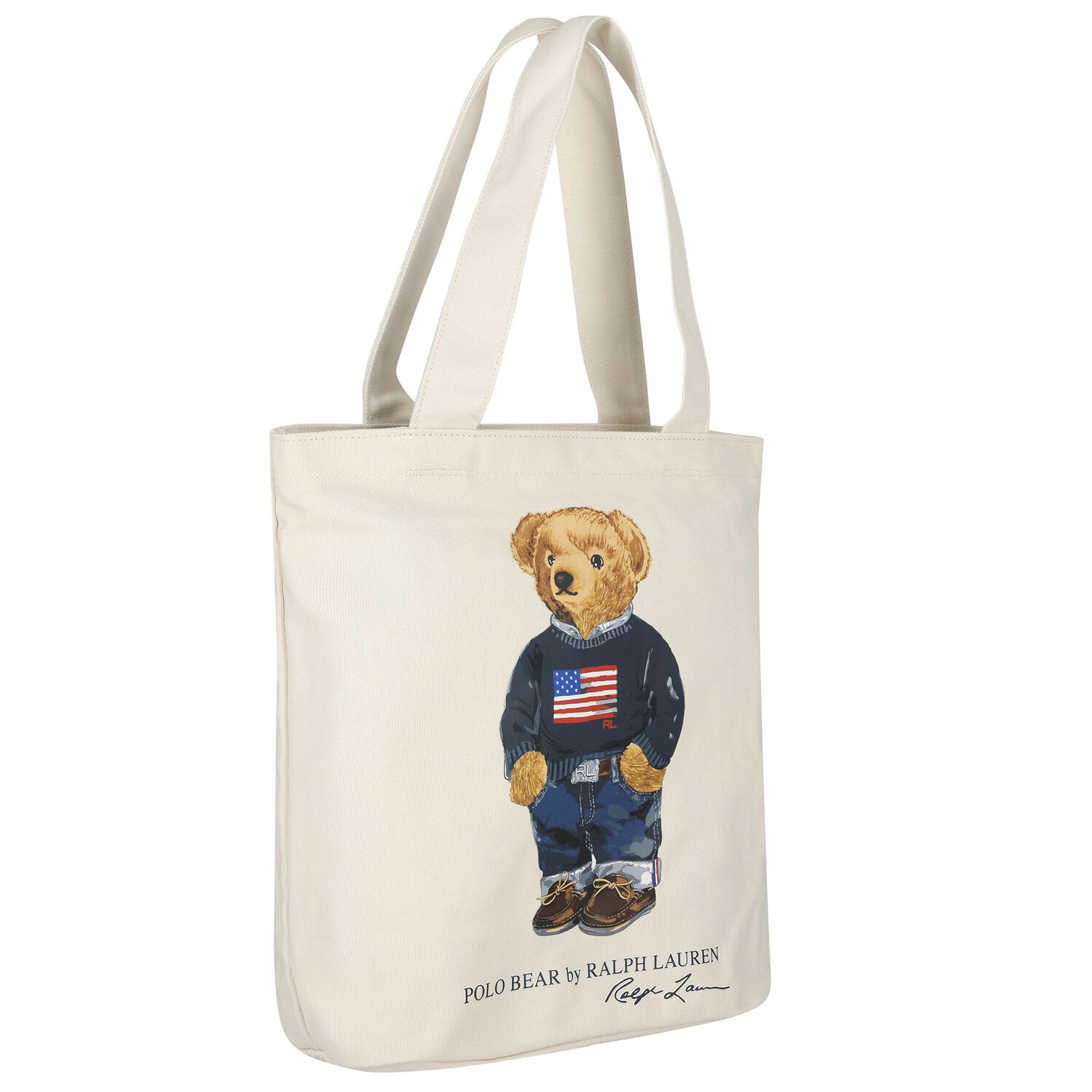 Girls Ivory Polo Bear Logo Tote Bag ( 36cm ), 2, hi-res