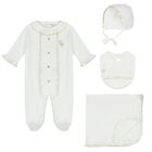 Baby Girls White & Gold Logo Babygrow Gift Set, 1, hi-res