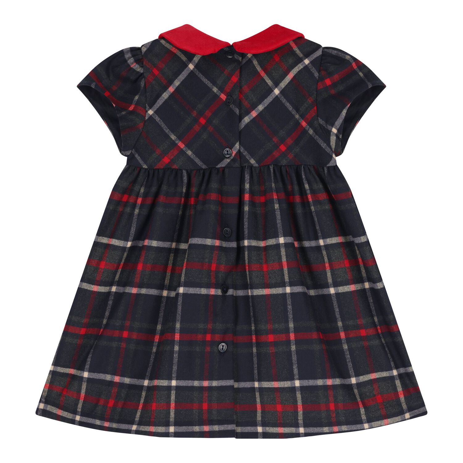 Baby Girls Navy Blue Smocked Dress, 1, hi-res