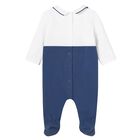 Baby Boys White & Blue Smart Babygrow, 1, hi-res