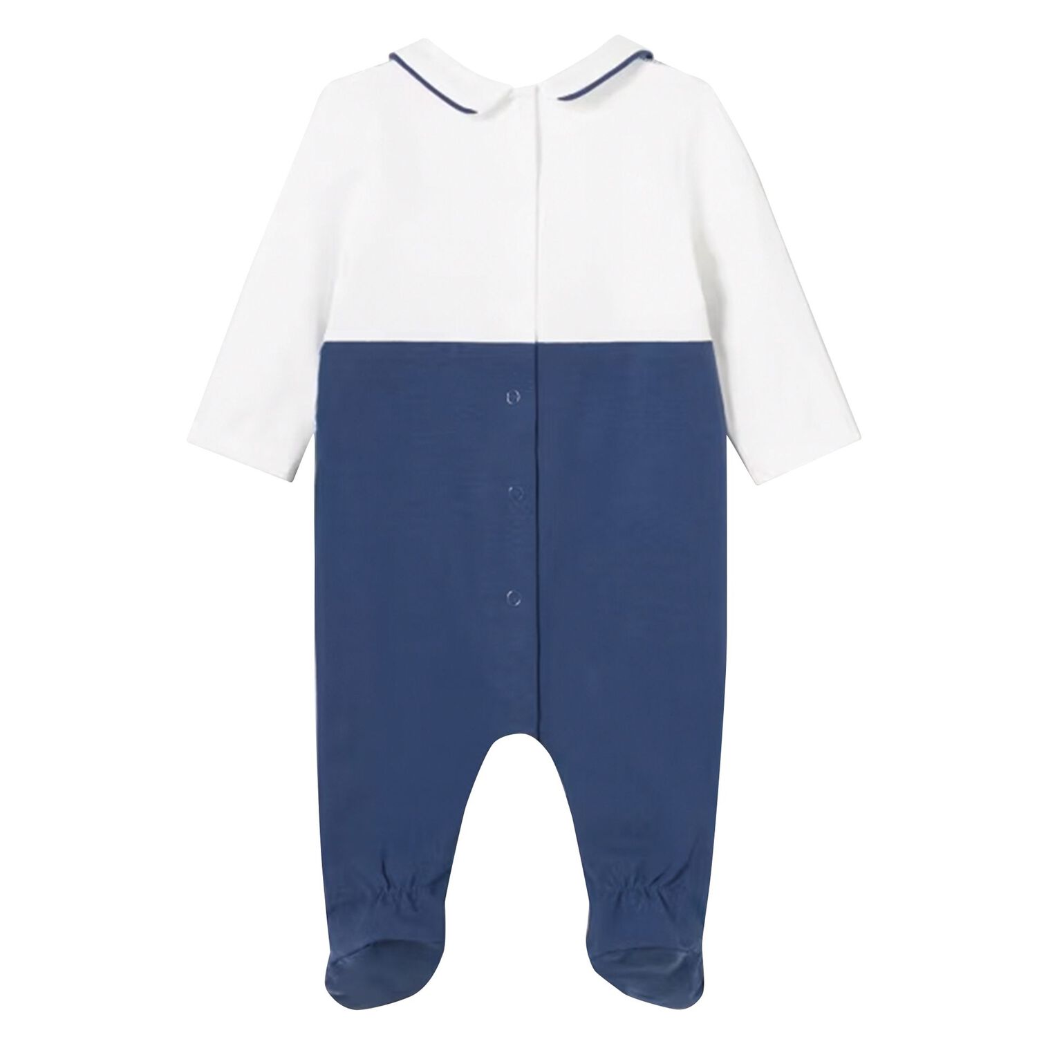 Baby Boys White & Blue Smart Babygrow, 1, hi-res image number null