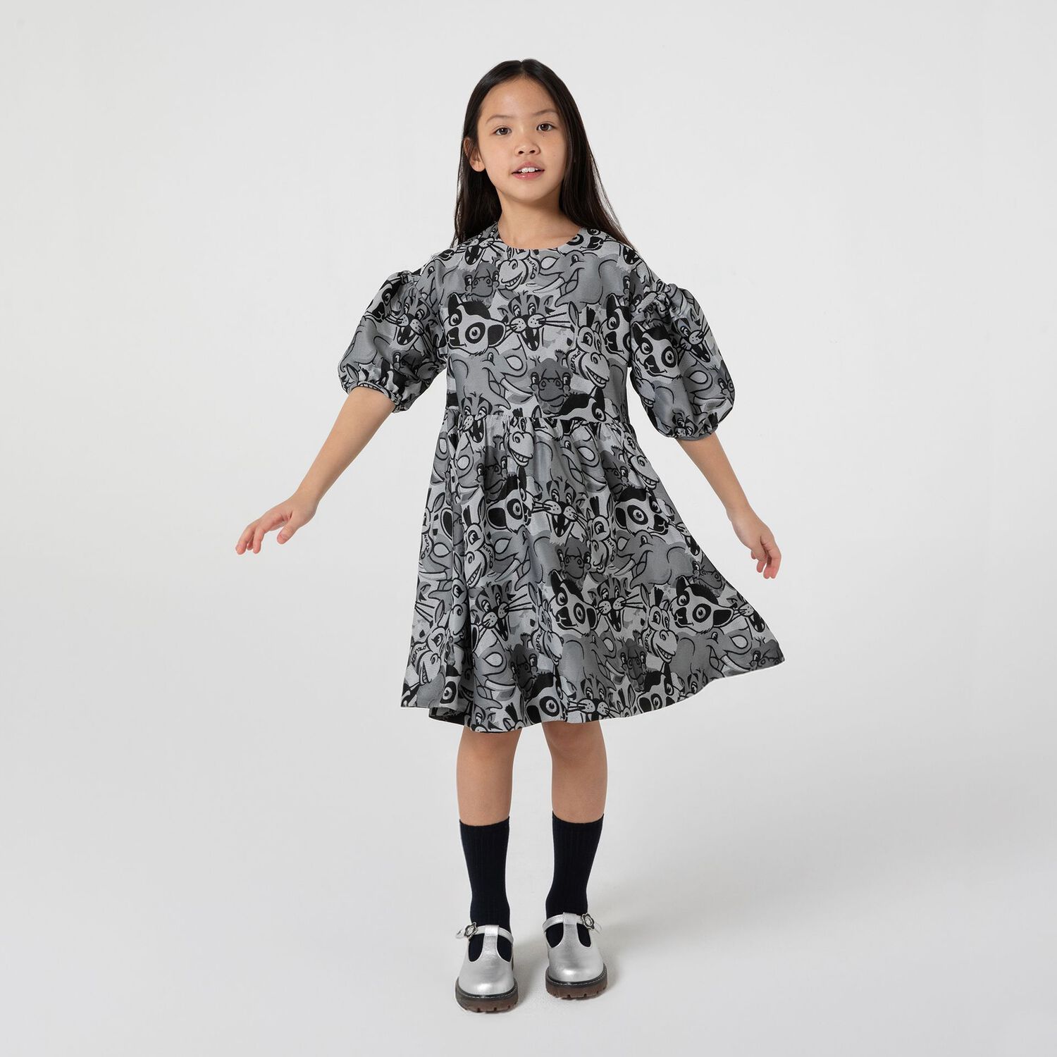 Girls Grey Safari Dress, 1, hi-res image number null